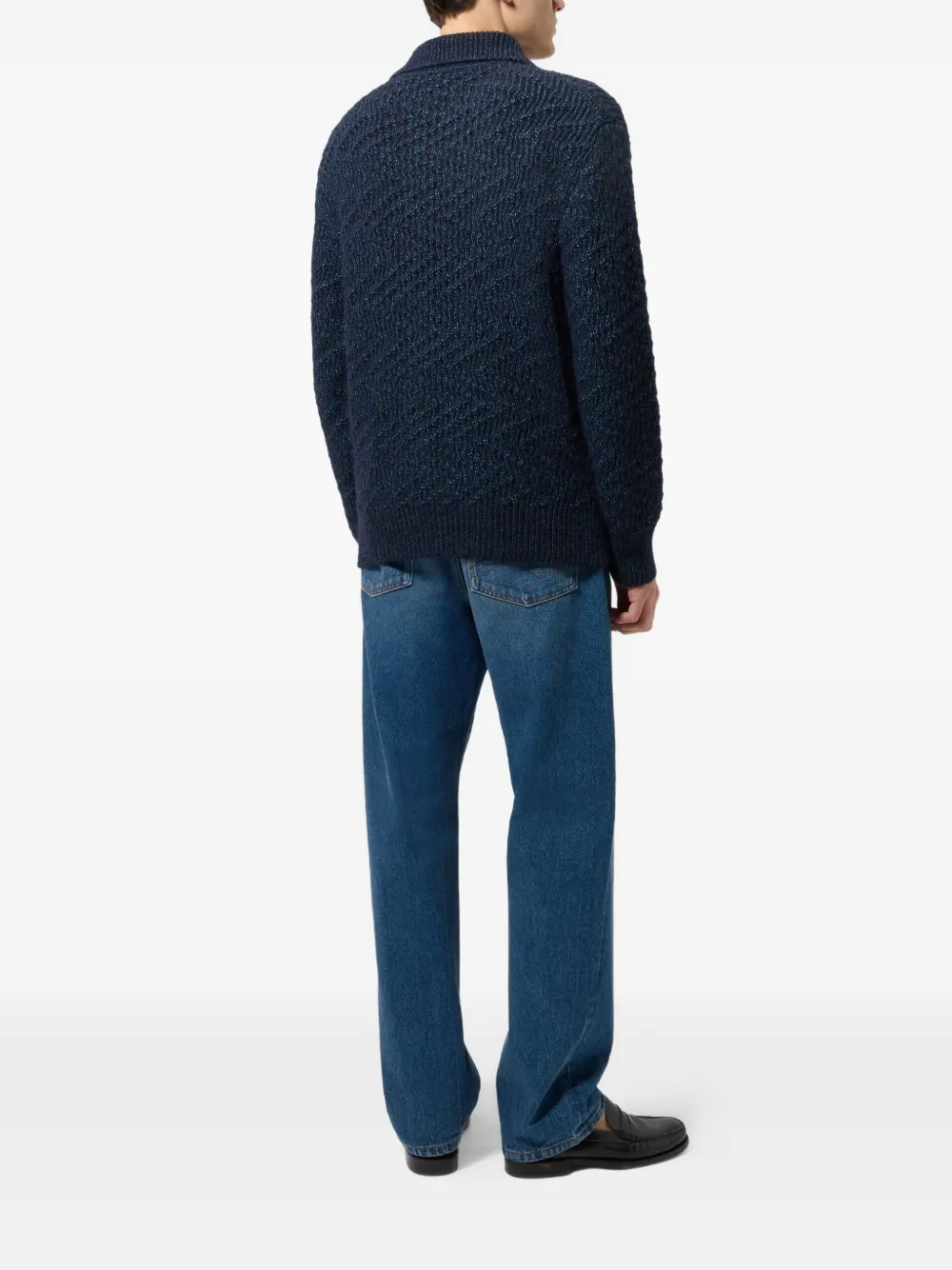 Missoni Gebreid button-up vest met chevron-streep Blauw