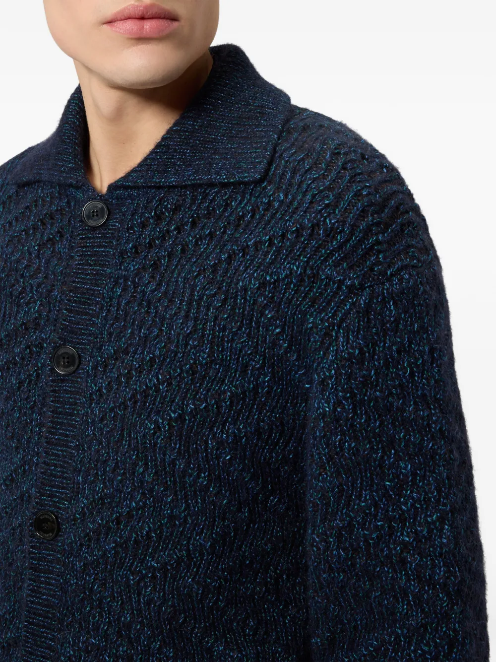 Missoni Gebreid button-up vest met chevron-streep Blauw