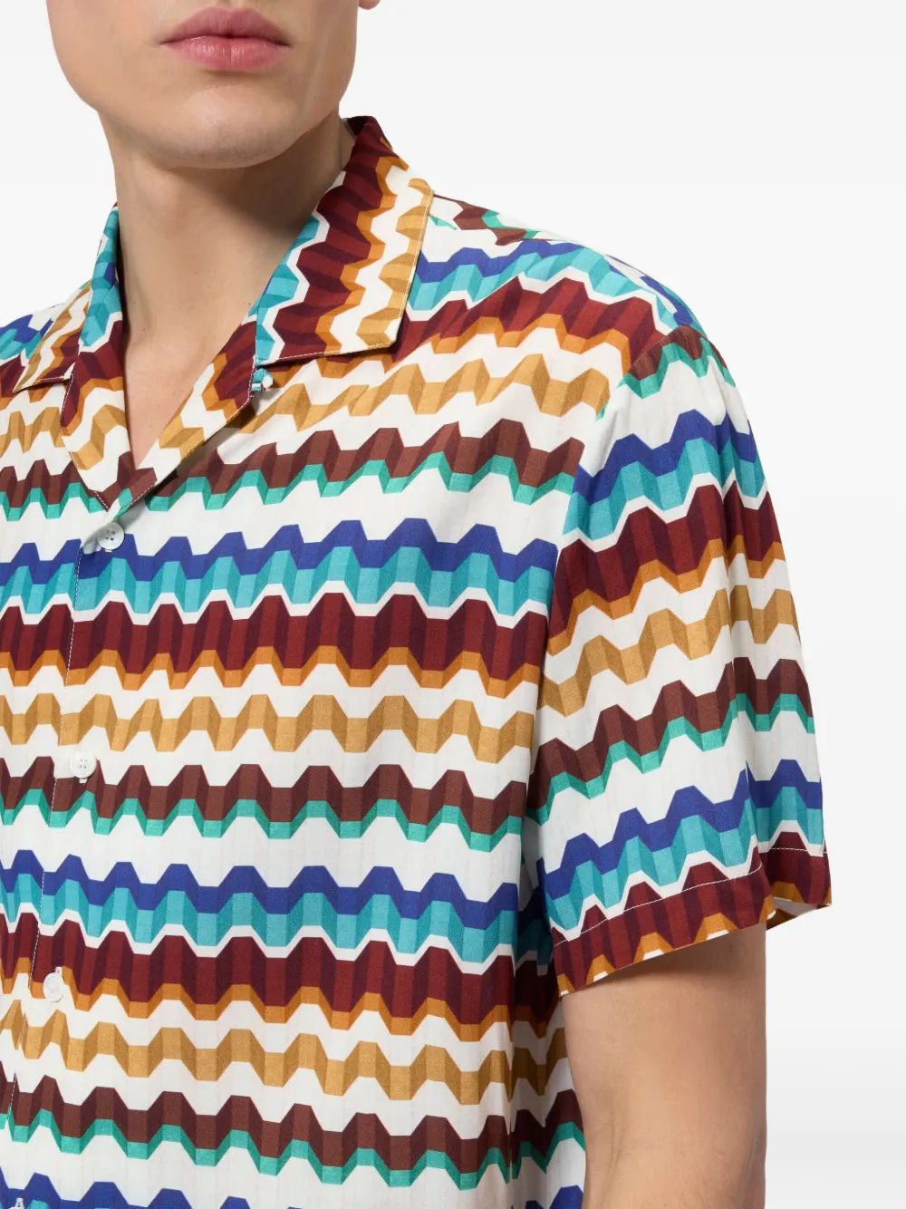 Missoni Overhemd met korte mouwen en zigzag-print Wit