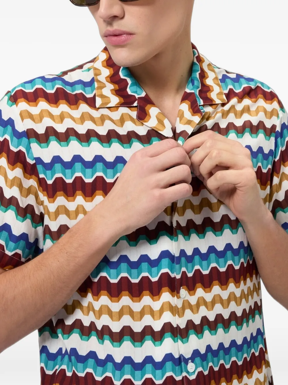 Missoni Overhemd met korte mouwen en zigzag-print Wit