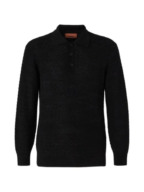 Missoni long-sleeve cotton and wool Chevron polo shirt