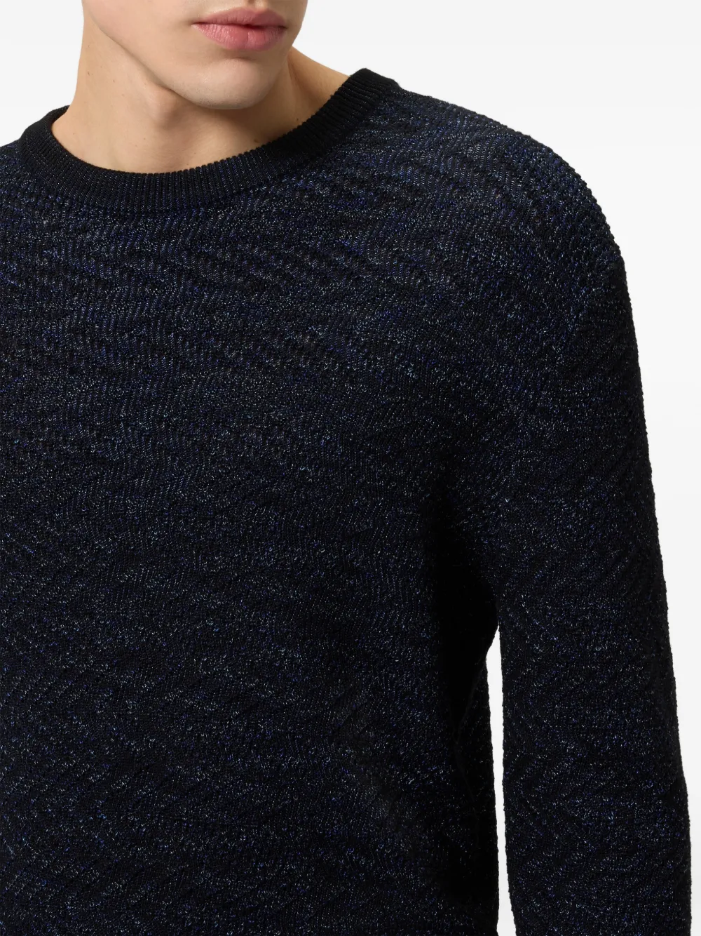 Missoni Trui met ronde hals van wol en viscose Blauw