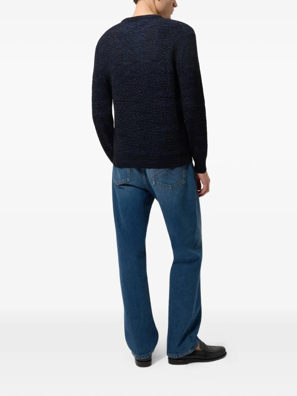 Missoni Trui met ronde hals van wol en viscose Blauw