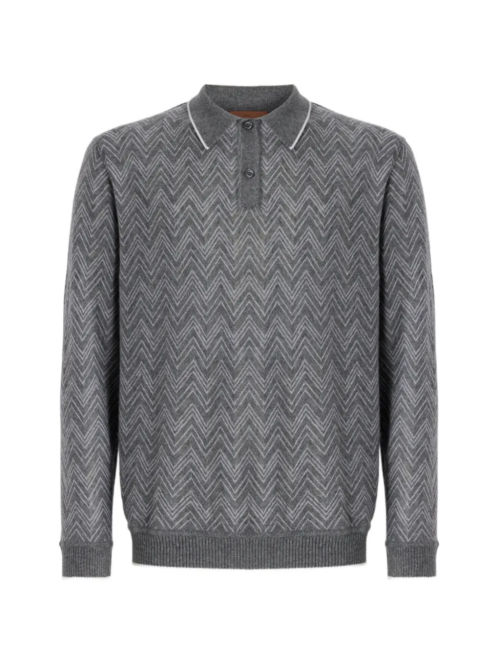 Missoni long-sleeve cashmere zig zag polo shirt Grijs