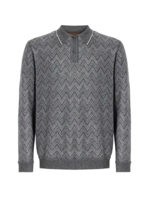 Missoni long-sleeve cashmere zig zag polo shirt