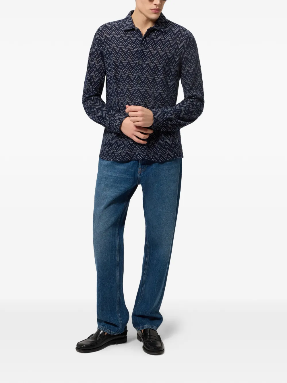 Missoni Zigzak kasjmier overhemd Blauw