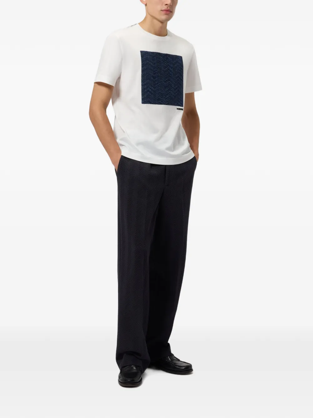 Missoni Katoenen jersey T-shirt met ronde hals en inzetstuk Wit