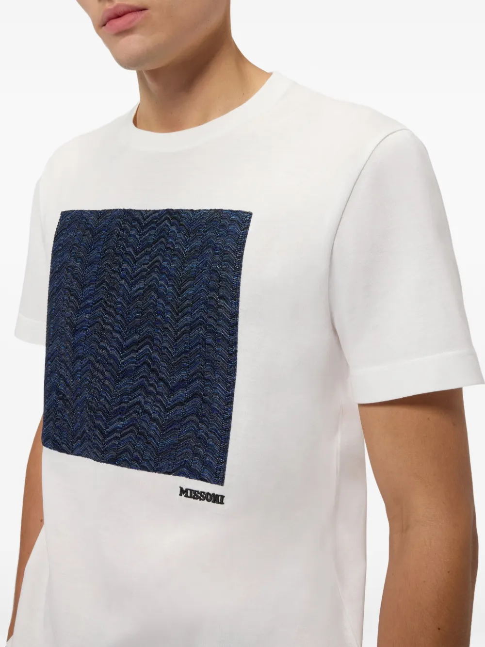 Missoni Katoenen jersey T-shirt met ronde hals en inzetstuk Wit