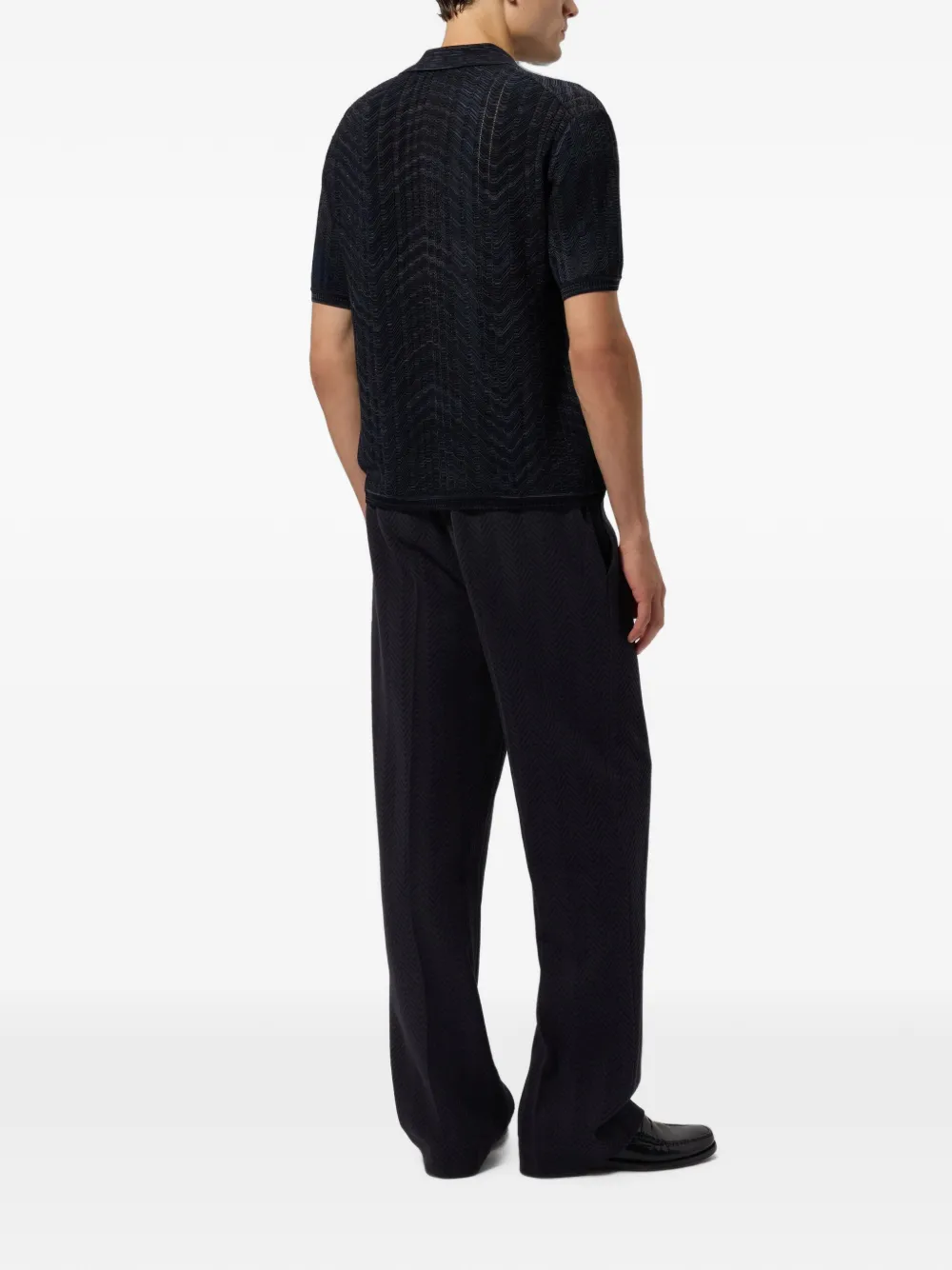 Missoni Opengebreid katoenen en viscose poloshirt Zwart