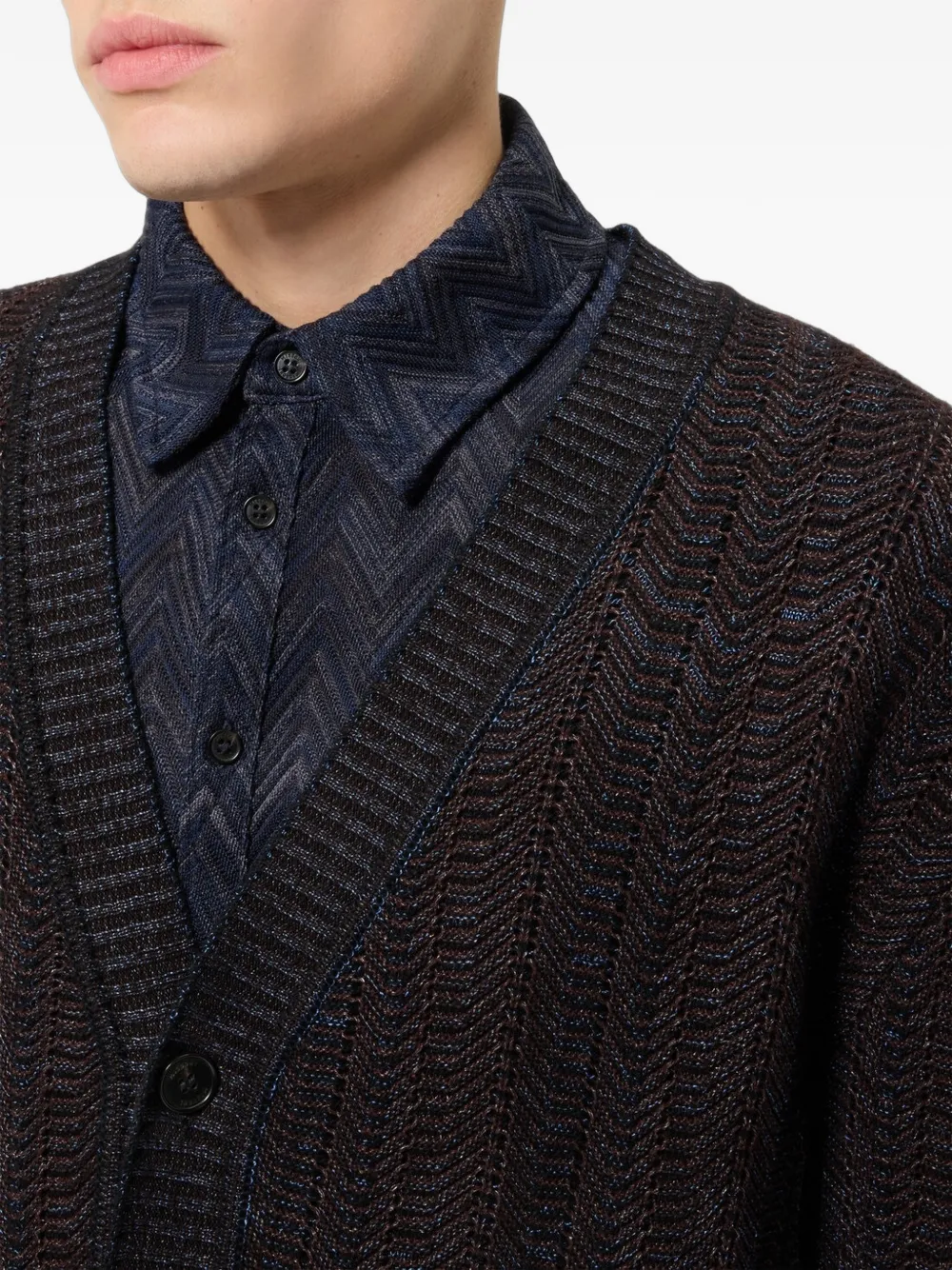 Missoni Vest van wol- en viscoseblend met Grieks patroon Bruin