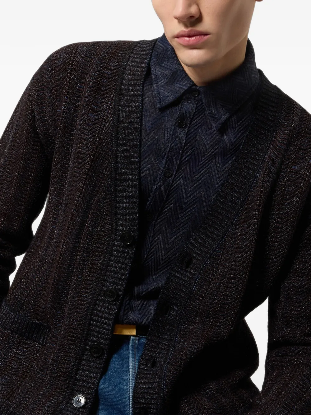 Missoni Vest van wol- en viscoseblend met Grieks patroon Bruin