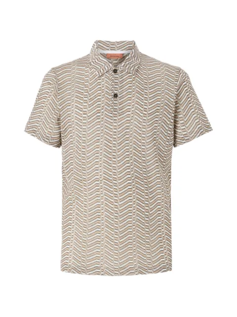 Missoni viscose and cotton polo shirt with Greek key motif