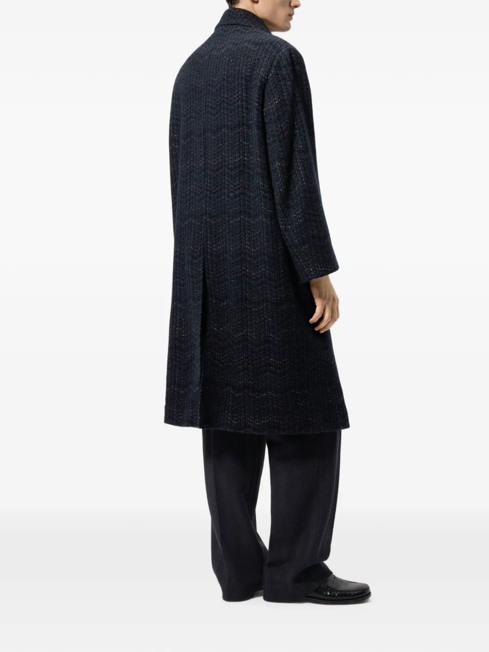 Missoni double-breasted cashmere and viscose coat Blauw