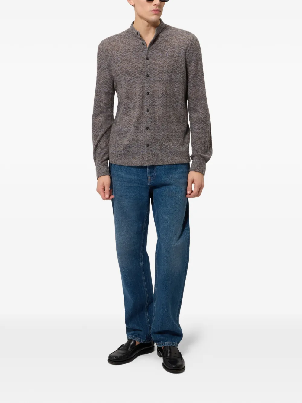 Missoni Kasjmier en viscose overhemd met bandkraag Grijs