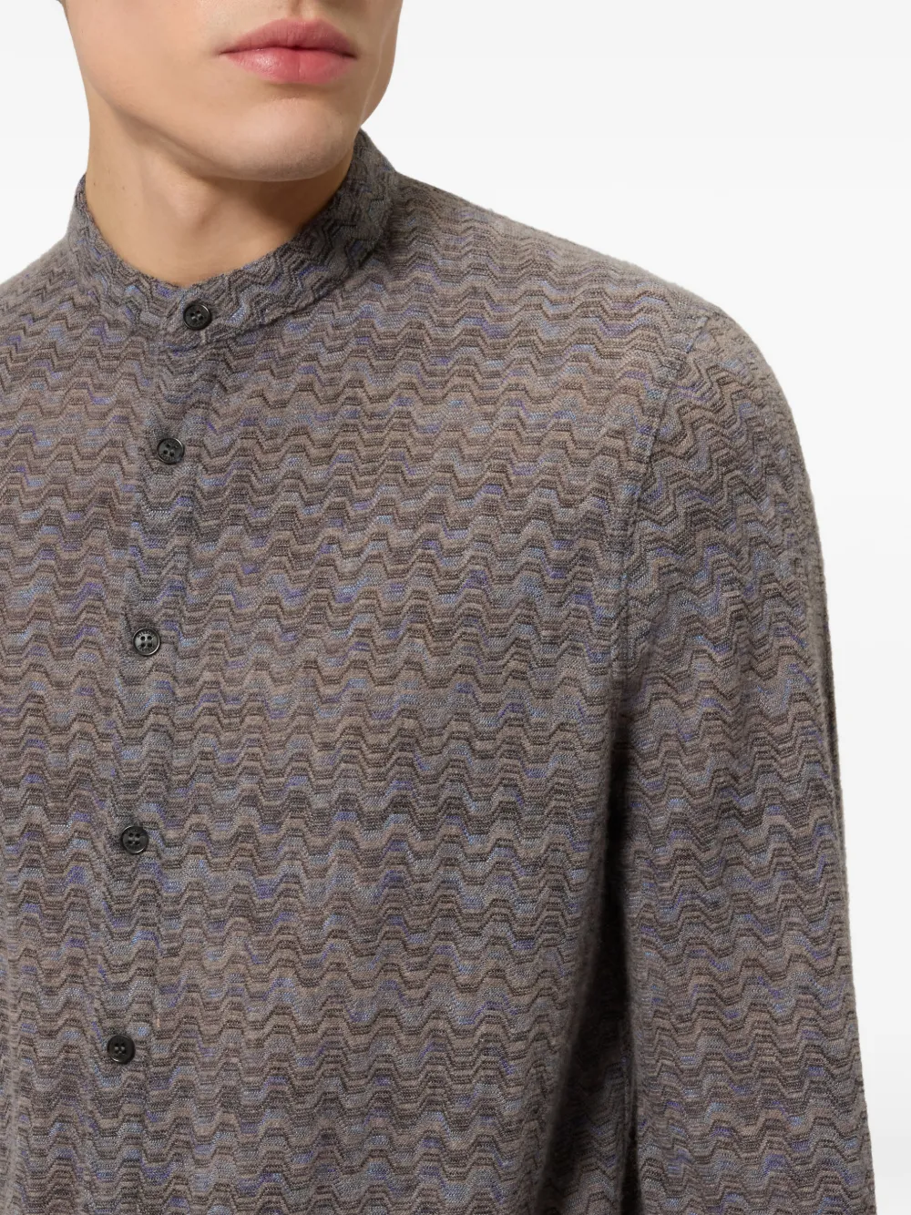 Missoni Kasjmier en viscose overhemd met bandkraag Grijs