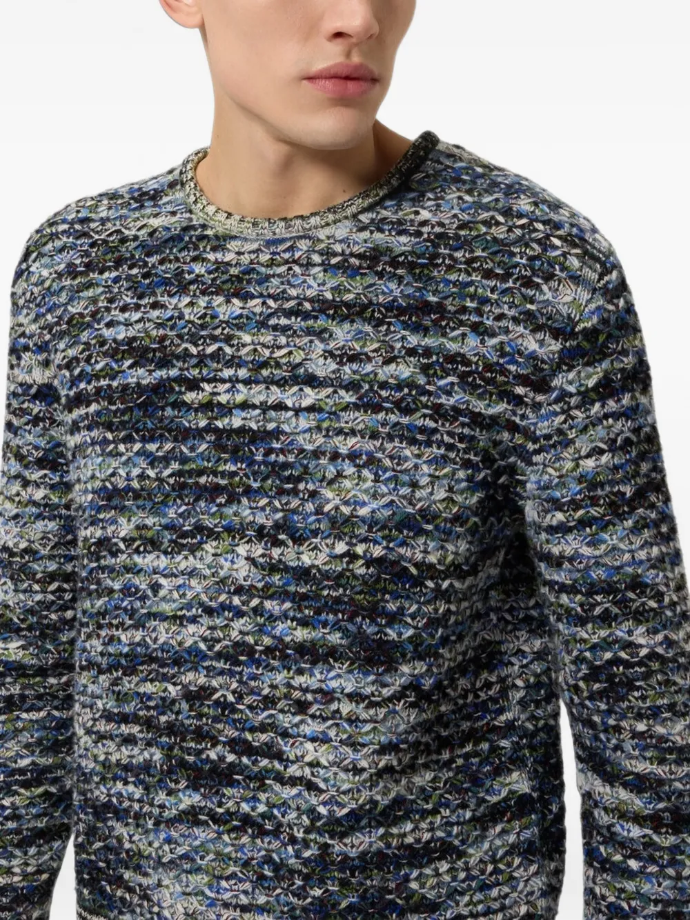 Missoni Trui met zigzag-patroon en ronde hals Blauw