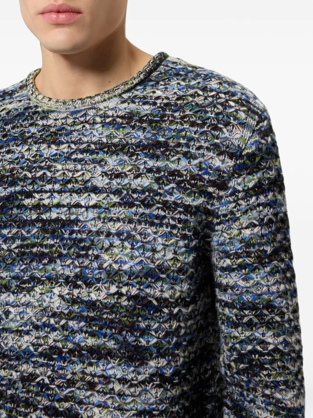 Missoni Trui met zigzag-patroon en ronde hals Blauw