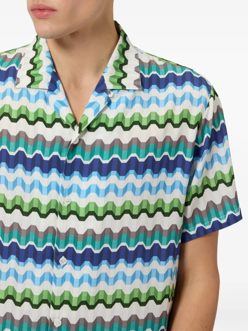 Missoni Zigzag-print Short-sleeve Shirt in Blue, view 4