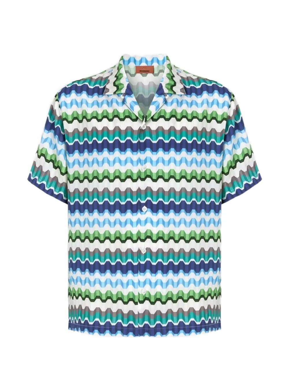 Missoni Overhemd met korte mouwen en zigzag-print Blauw