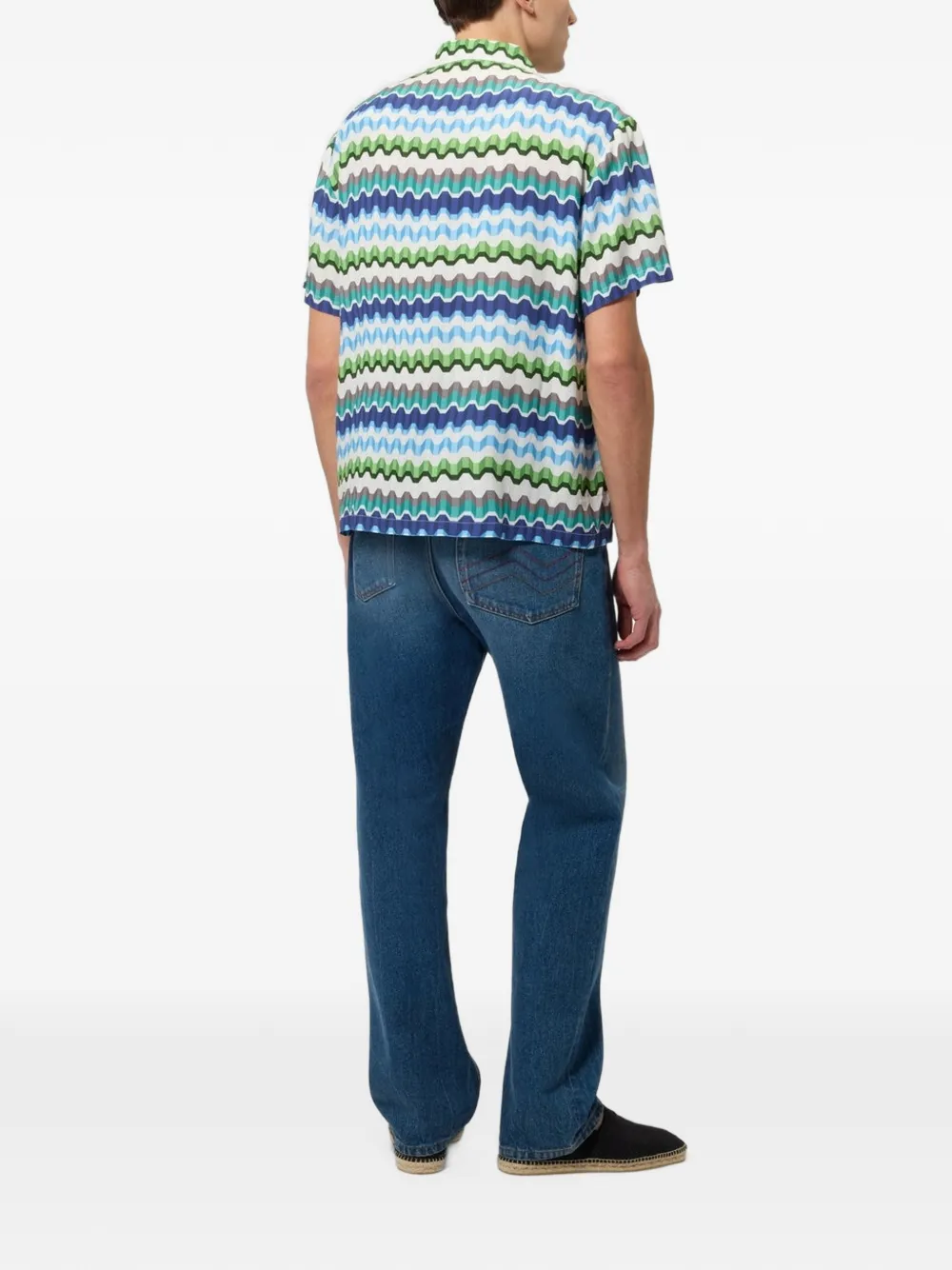 Missoni Overhemd met korte mouwen en zigzag-print Blauw
