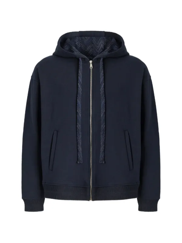 Missoni Cotton Zip-up Hoodie with Insert in Blue