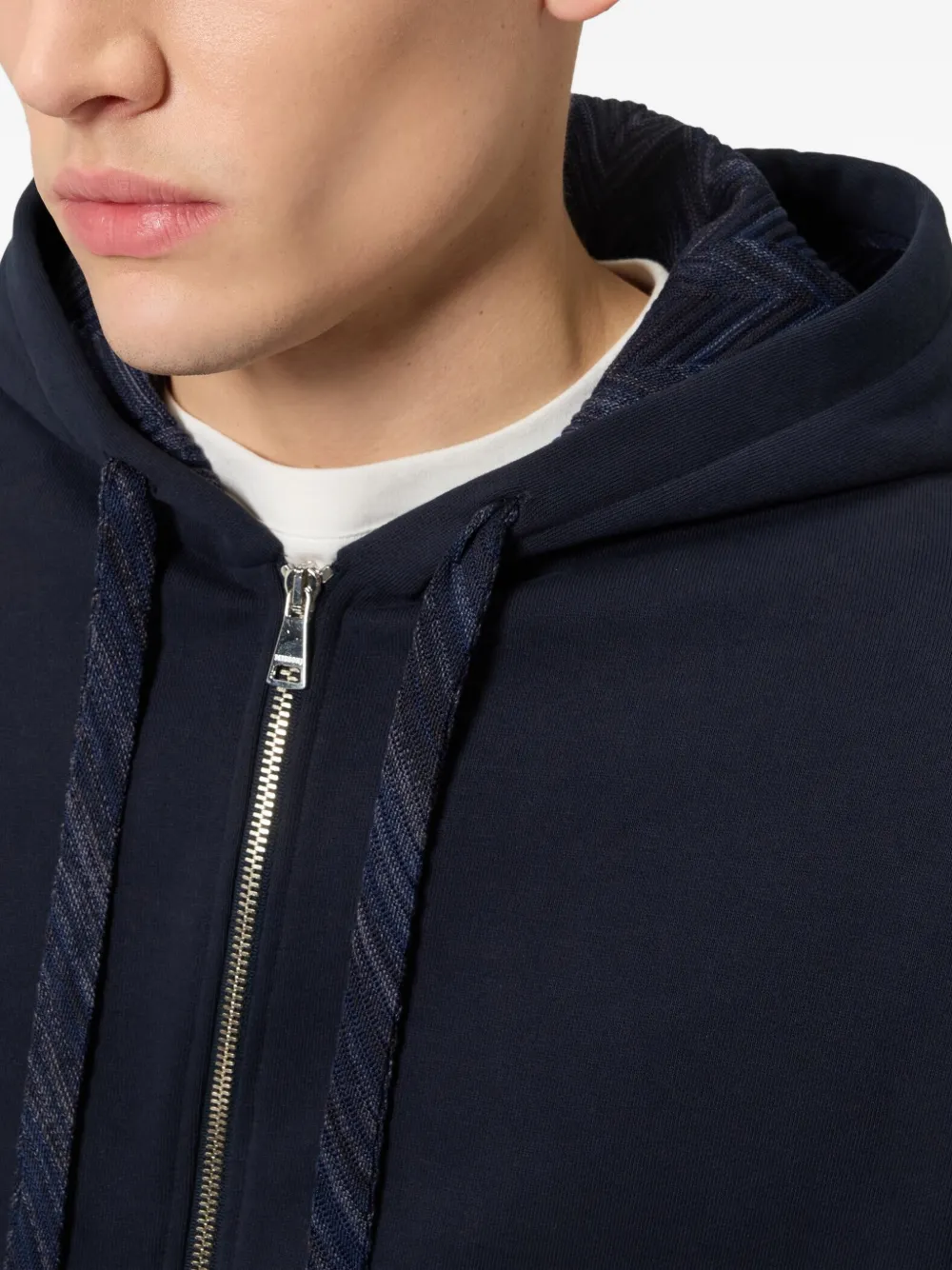 Missoni Hoodie met zigzag-voering en rits Blauw