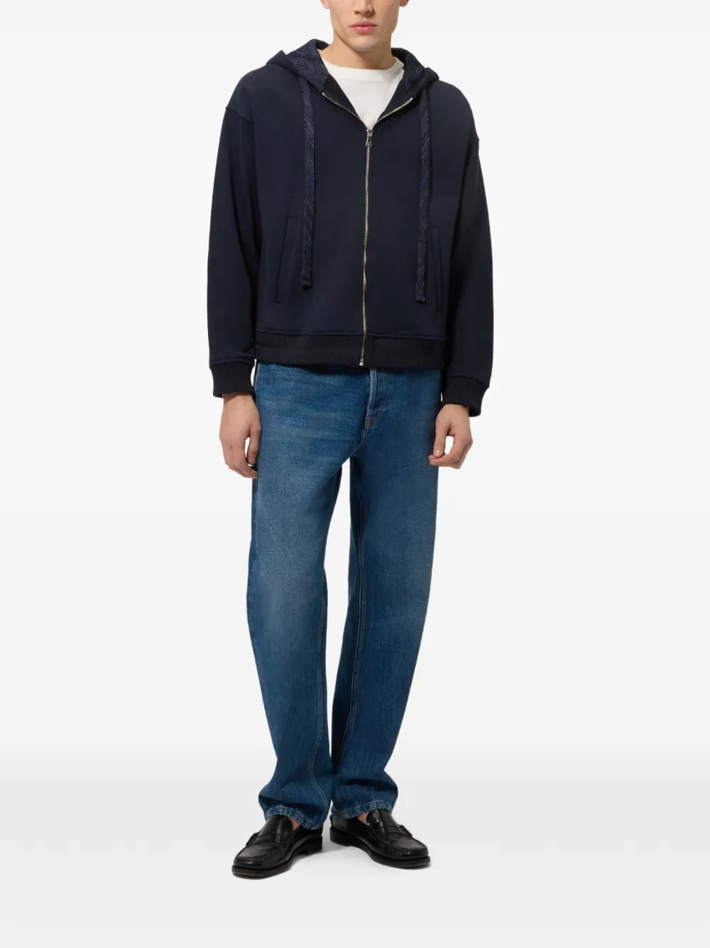 Missoni Hoodie met zigzag-voering en rits Blauw