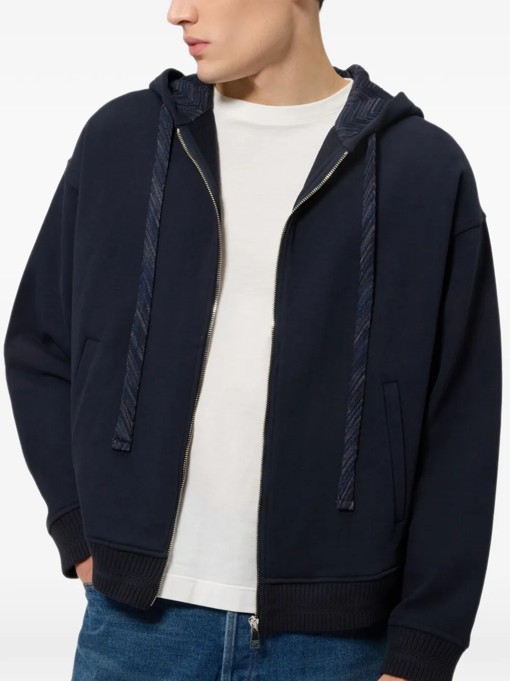 Missoni Hoodie met zigzag-voering en rits Blauw