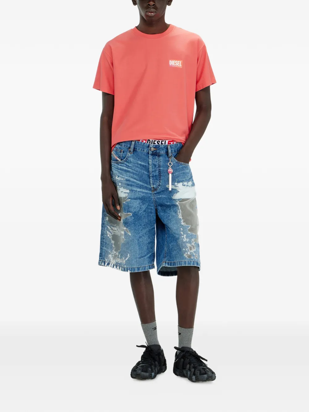  Diesel Pantalones Vaqueros Cortos Con Efecto Envejecido - Azul 