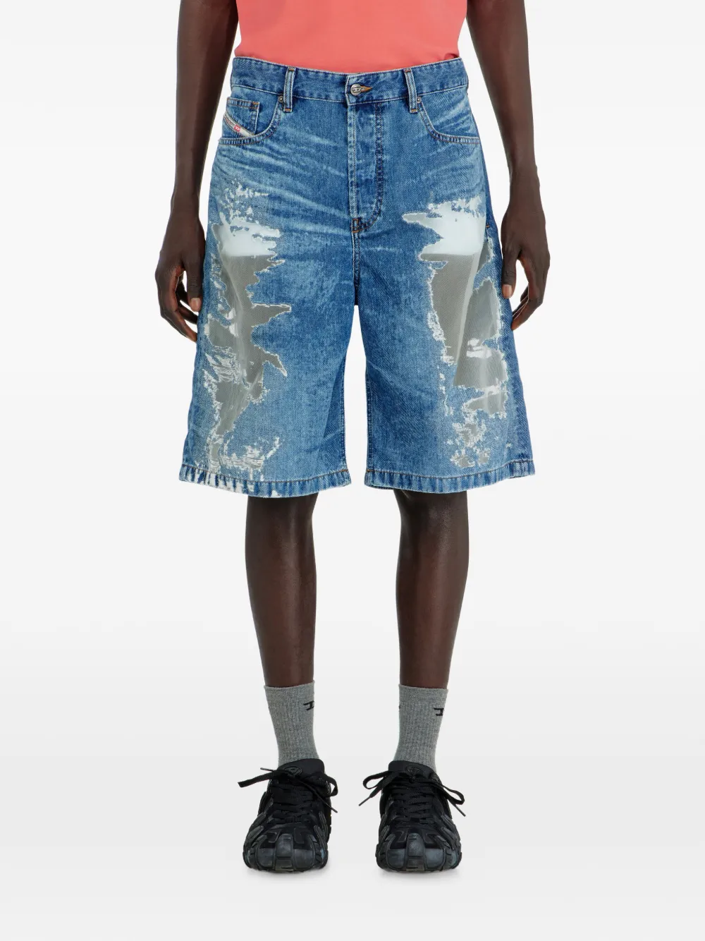 Diesel Gerafelde denim shorts Blauw