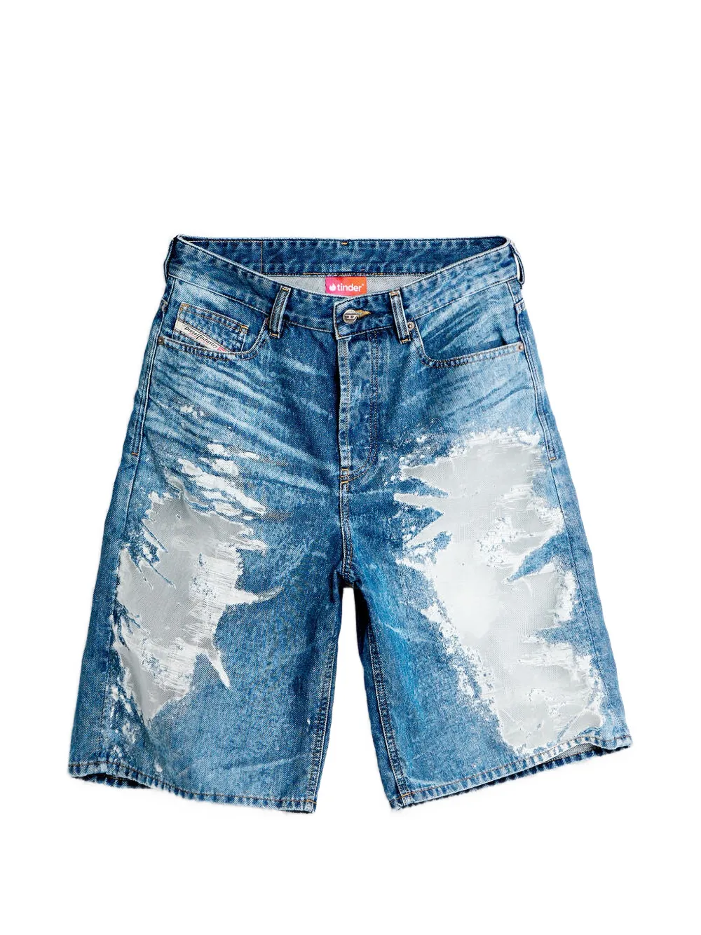 Diesel x Tinder distressed denim shorts
