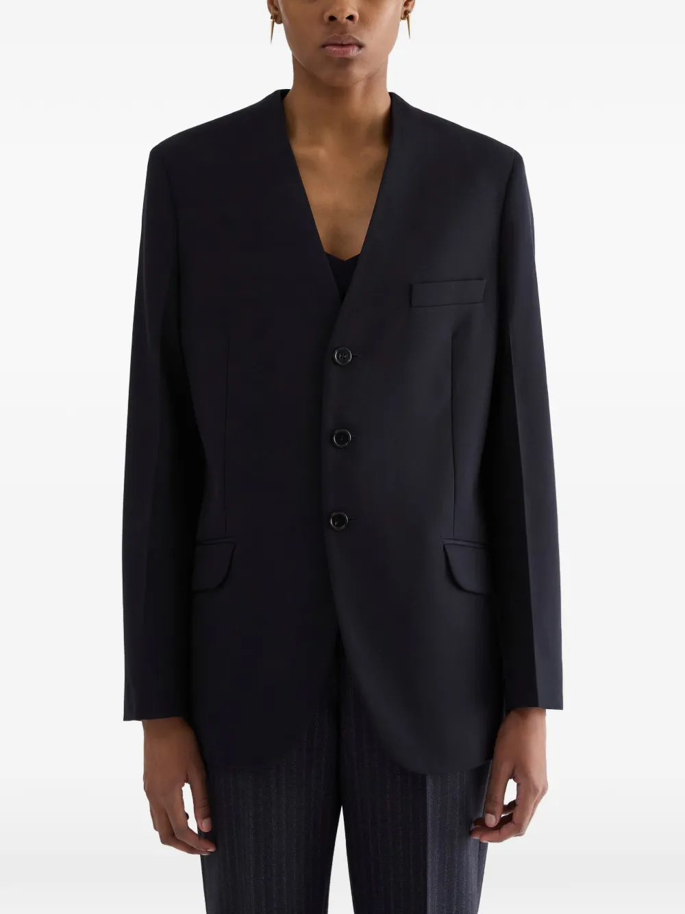 Jil Sander Blazer met enkele rij knopen Blauw