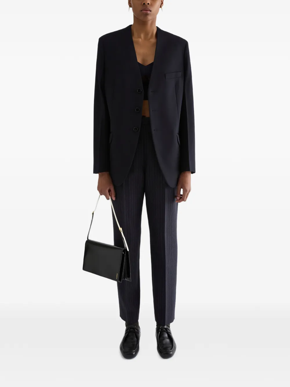Jil Sander Blazer met enkele rij knopen Blauw