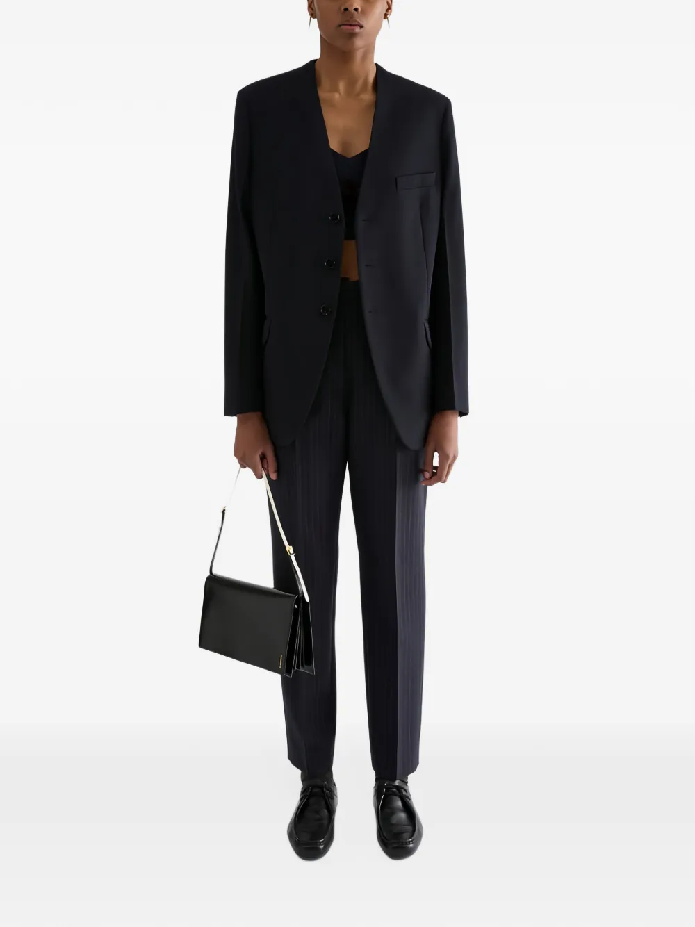 Jil Sander Blazer met enkele rij knopen Blauw