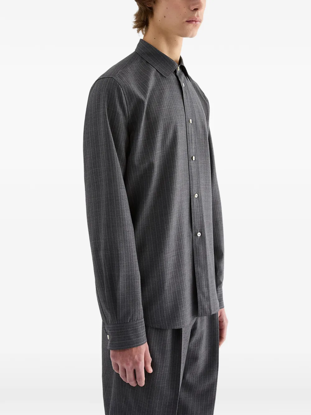 Jil Sander Wollen overhemd met krijtstreep Grijs