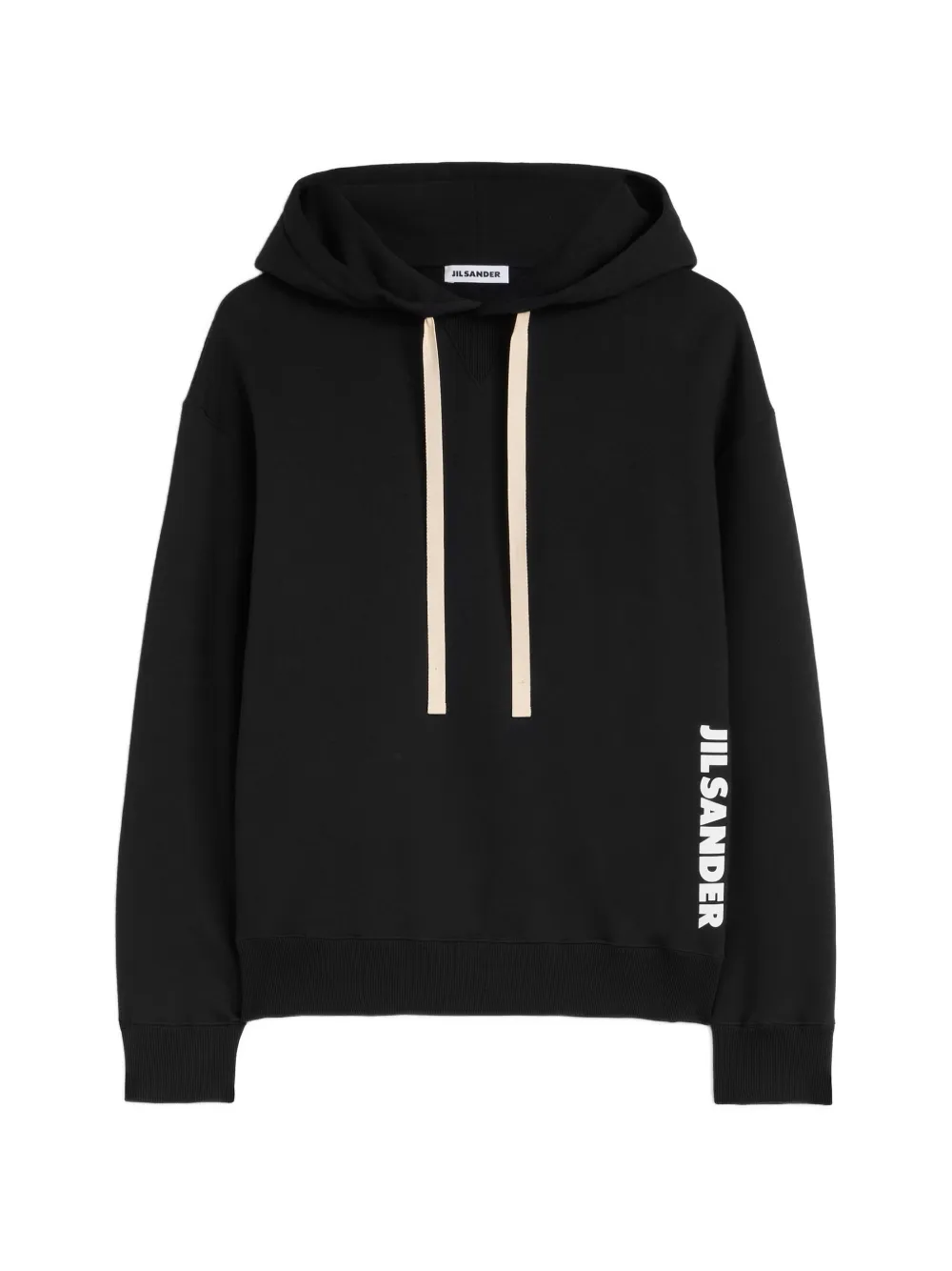 Jil Sander Felpa in cotone con logo e cappuccio - Nero