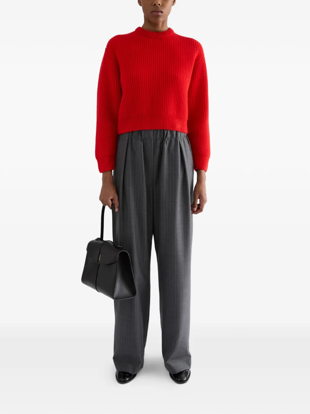 Jil Sander Ribgebreide cropped trui Rood