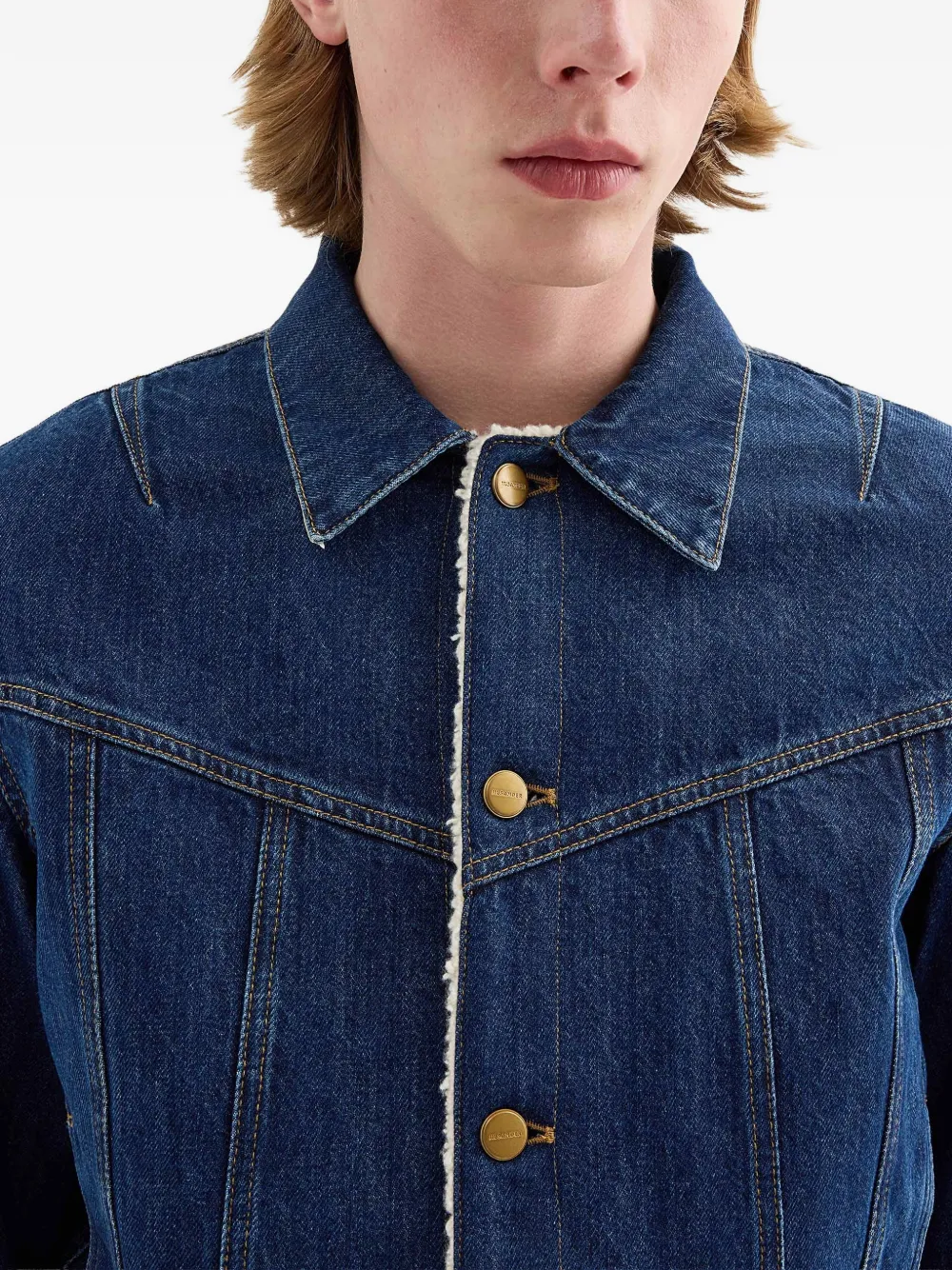 Jil Sander Denim jack met fleece voering Blauw