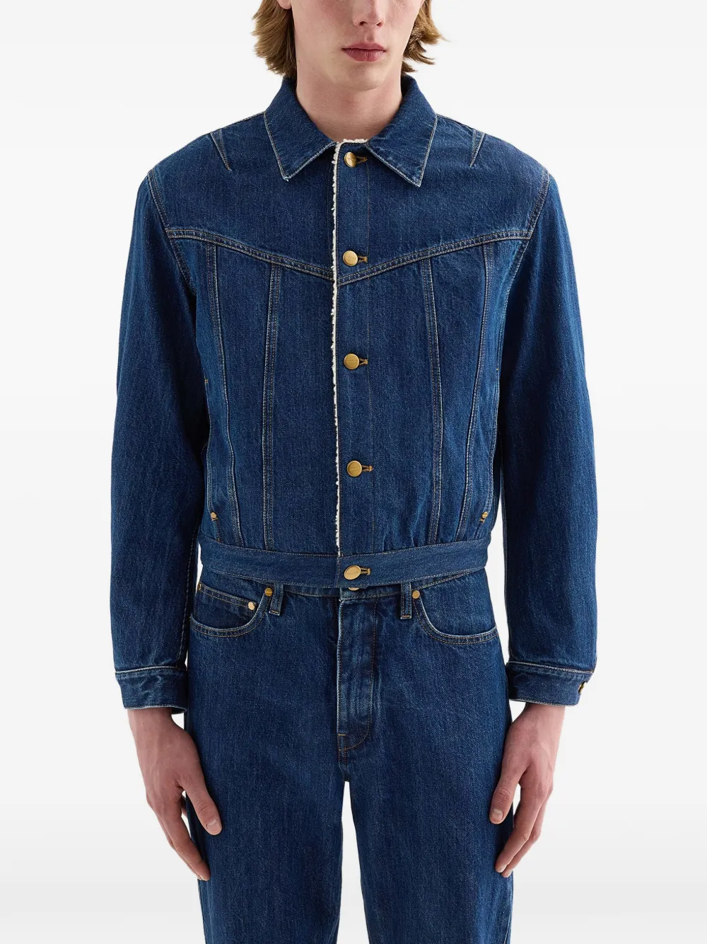 Jil Sander Denim jack met fleece voering Blauw