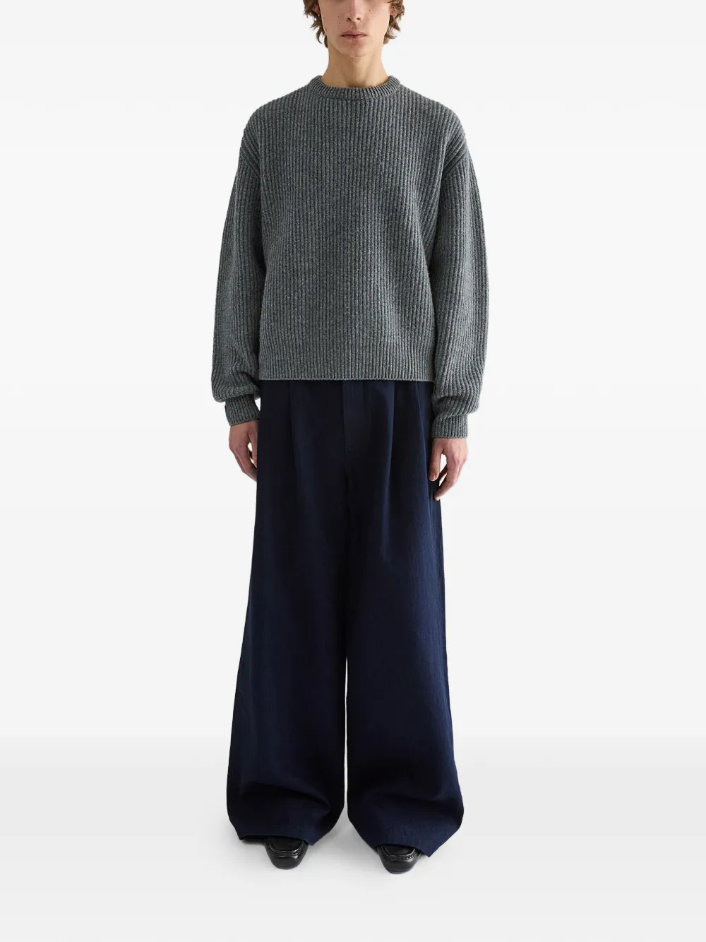 Jil Sander Geplooide oversized jeans Blauw