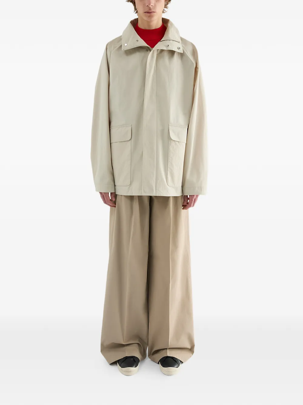 Jil Sander Shirtjack met raglan mouwen Beige