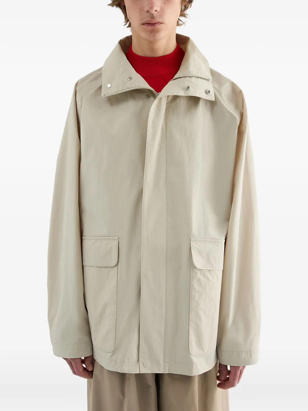 Jil Sander Shirtjack met raglan mouwen Beige