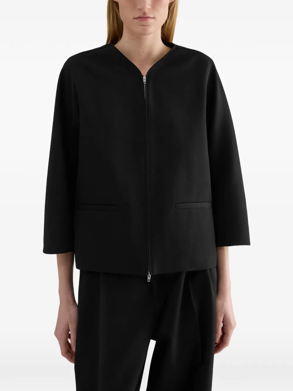 Jil Sander Jack met paspelzakken Zwart