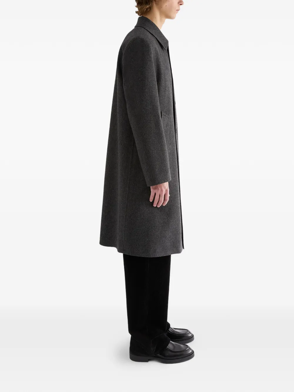 Jil Sander Wollen mantel met enkele rij knopen Grijs