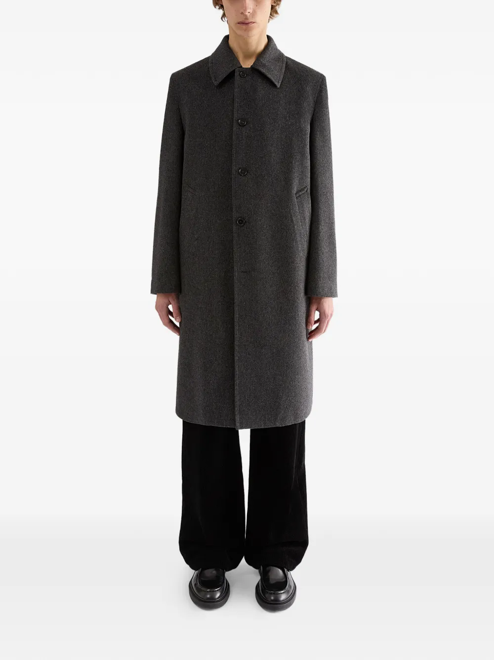 Jil Sander Wollen mantel met enkele rij knopen Grijs