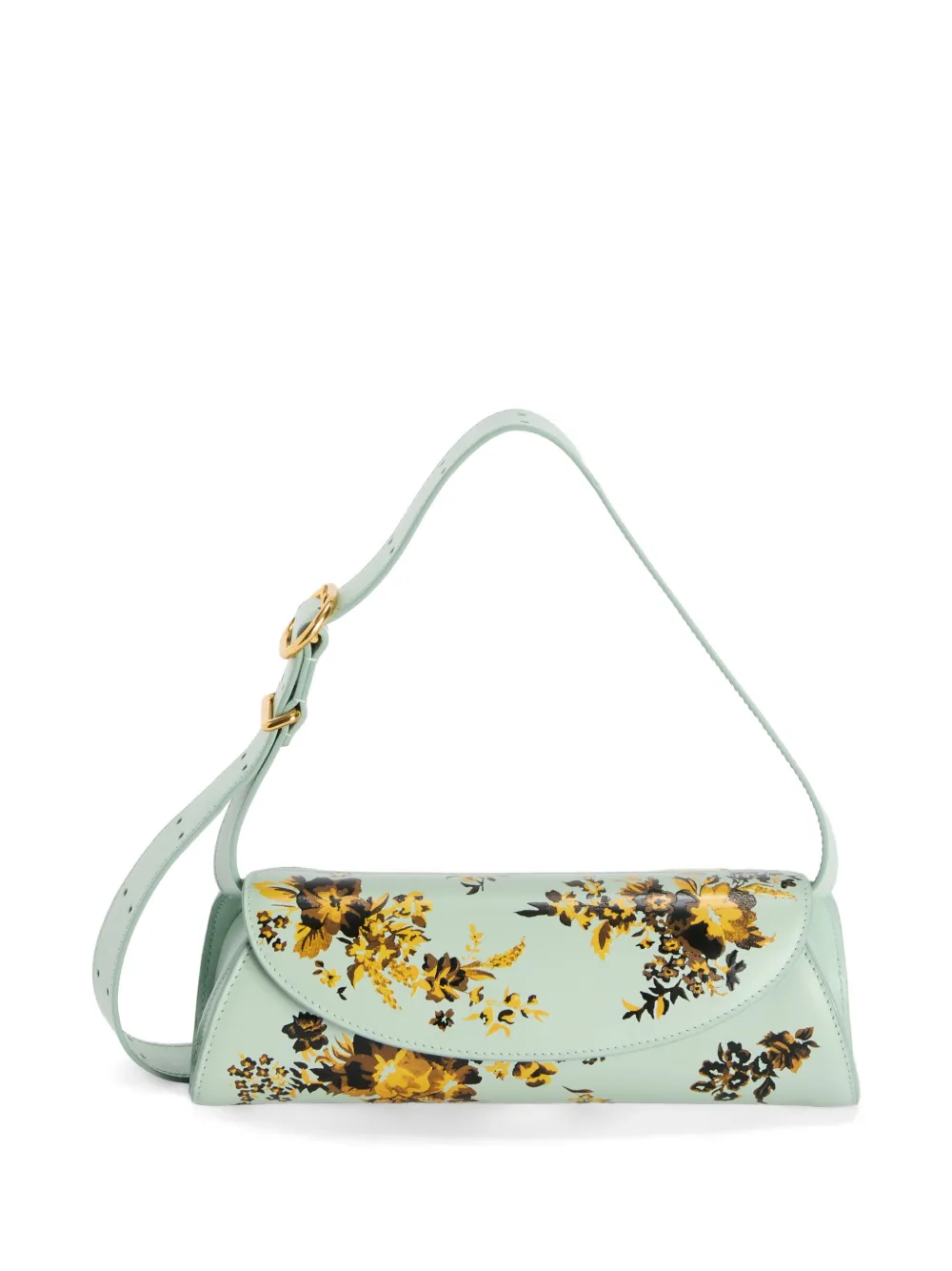 Jil Sander Cannolo leren clutch met bloemenprint Blauw