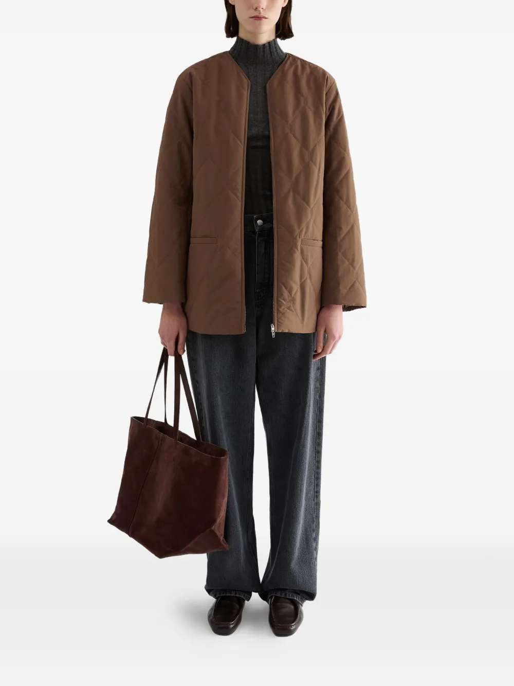 Jil Sander Gewatteerd waterafstotend jack Bruin