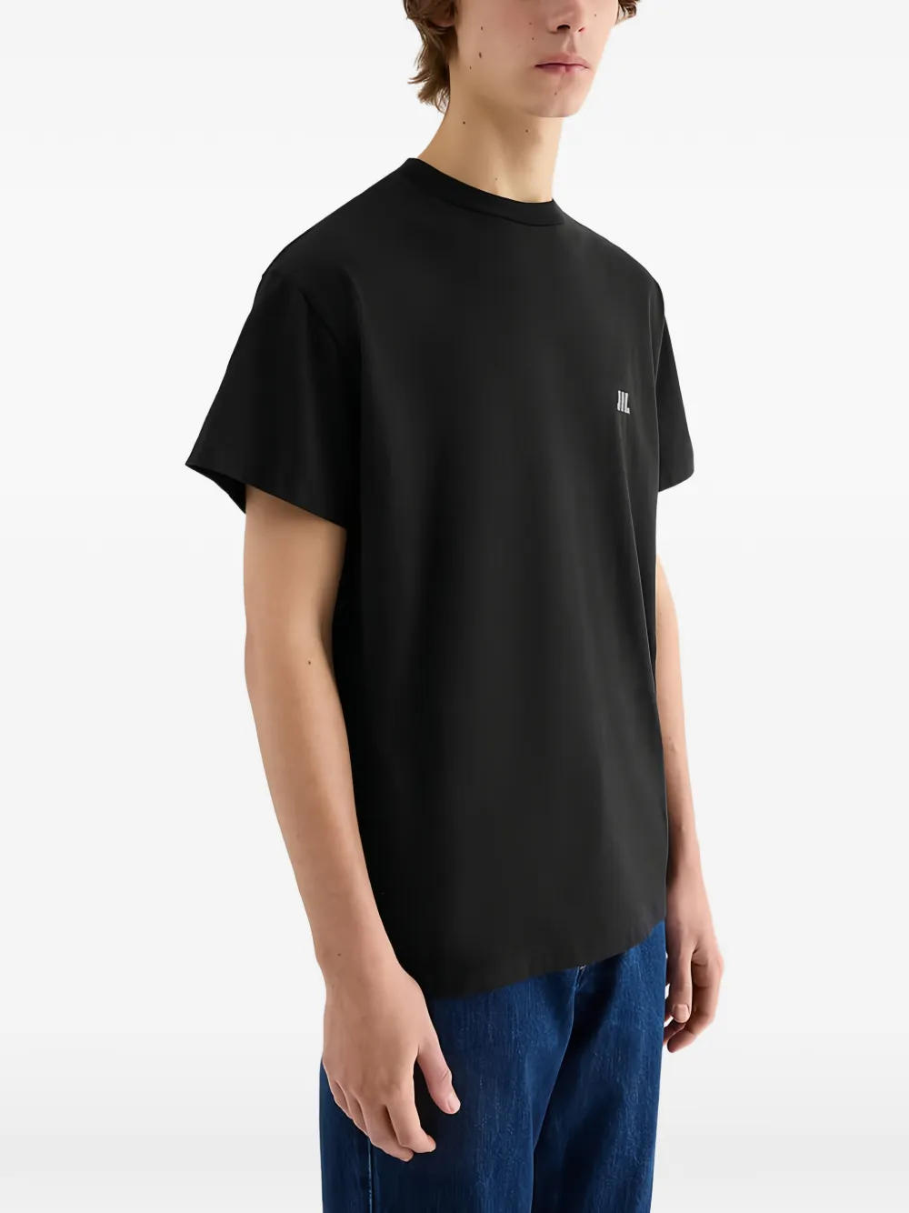 Jil Sander Ruimvallend katoenen T-shirt met ronde hals en geborduurd JIL-logo Zwart