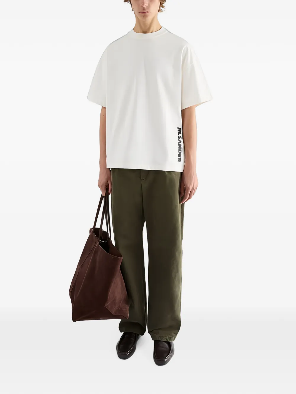 Jil Sander Broek met katoenen boren Groen