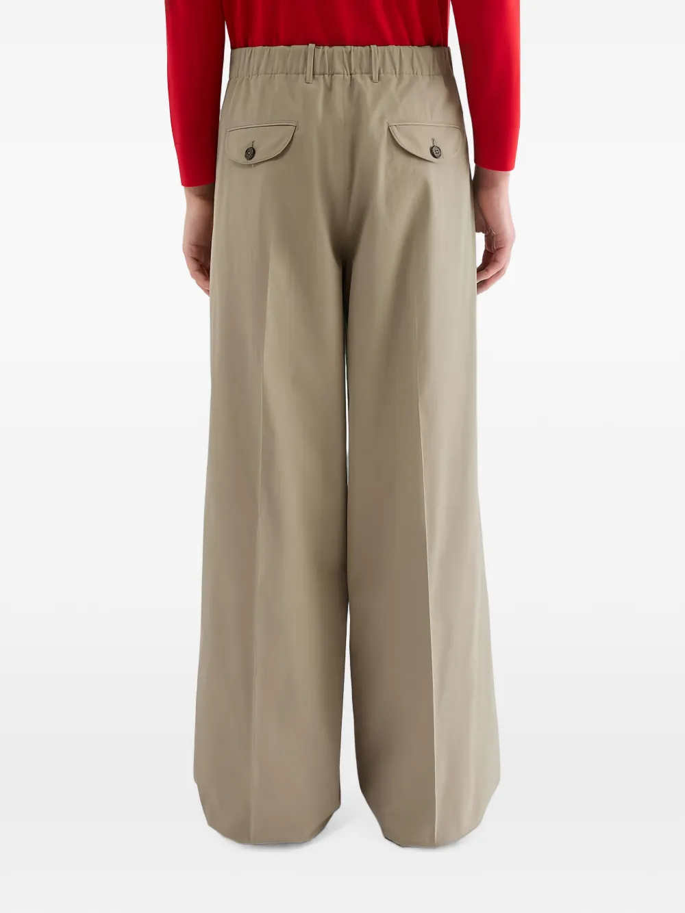 Jil Sander Plooibroek met wijde pijpen Beige